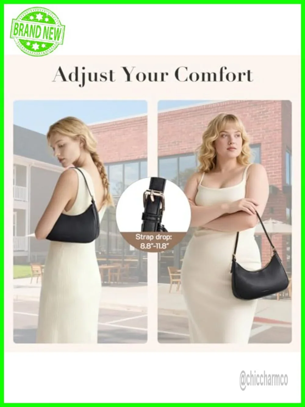 PU Leather Small Hobo Shoulder Bag Adjustable Strap Everyday Purse